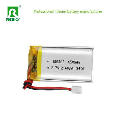 comprar Paquete de batería de polímero de litio 802040 3.7V 7.4V 650mAh 2.4wh Baterías de polímero de litio para lámpara LED Fabricación en línea