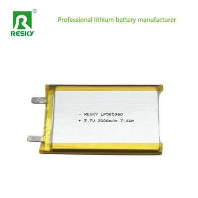 Potencia Batería de polímero de litio 505060 2000mAh 7.4wh 3.7V Para dispositivo médico