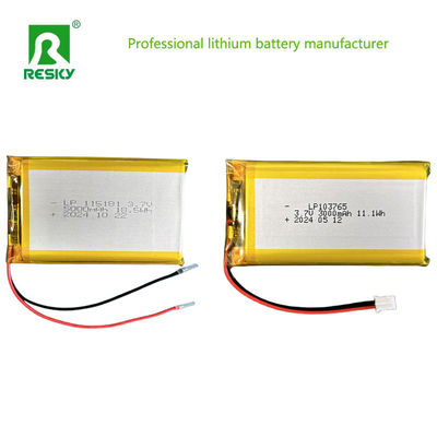 Batería solar de litio polímero 103765 3.7V 7.4V 3000mAh 11.1wh con conector Jst