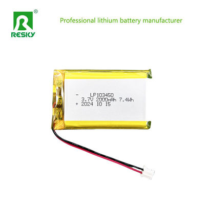 Batería de polímero de litio prismático 103450 3.7V 1800mAh 2000mAh para guantes calientes