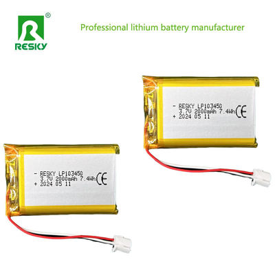 Batería de polímero de litio plano 523450 603450 803450 103450 3.7v 2000mAh Baterías Lipo