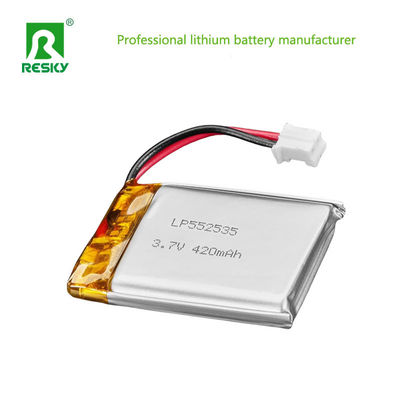 552535 3.7v 7.4v 420mAh 430mAh Batería de iones de litio Celular de descarga continua Corriente de descarga máxima 0.5c Corriente de descarga máxima 1c