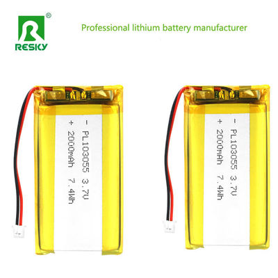Potencia Célula de iones de litio 103055 3.7V 2000mAh 7.4wh Batería recargable de polímero de litio