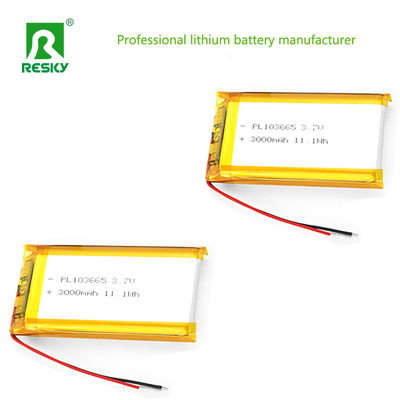 Celular de batería Lipo 103665 3.7v 4.2v 3000mAh 11.1wh Celular de batería de iones de litio recargable