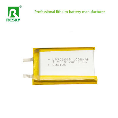 Potencia Célula de iones de litio 703048 3.7v 1000mAh 3.7wh Batería recargable de iones de litio de litio