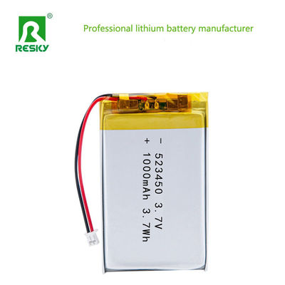 Pila de batería de litio de polímero de potencia 523450 3.7v 1000mAh 3.7Wh recargable