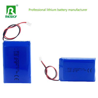 Paquete de batería de polímero de litio de alta potencia 803450 2S 7.4V 1500mAh 11.1wh batería lipo para dispositivo de rastreo